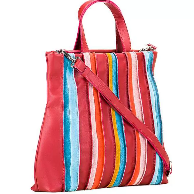 New Mywalit Laguna Large Leather And Suede Shopper Vesuvio