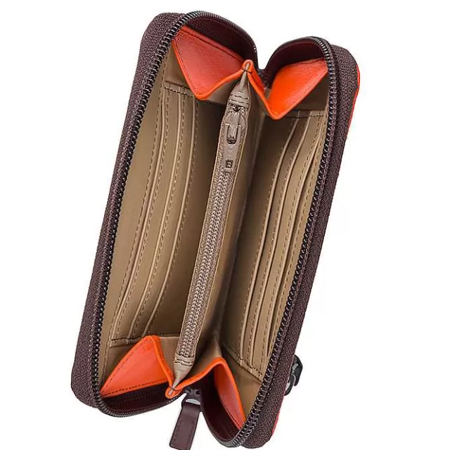 Shop Mywalit Medium Leather Zip Around Wallet Cacao