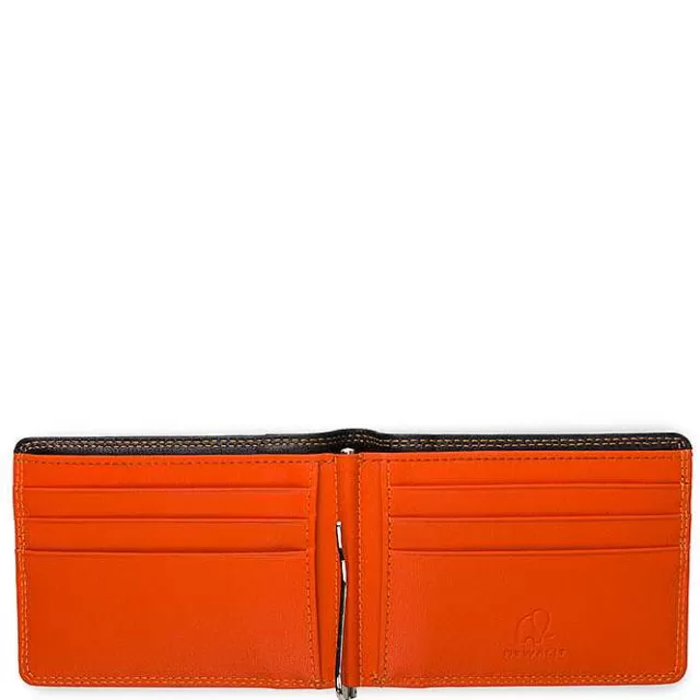 New Mywalit Rfid Slim Money Clip Wallet Black-Orange